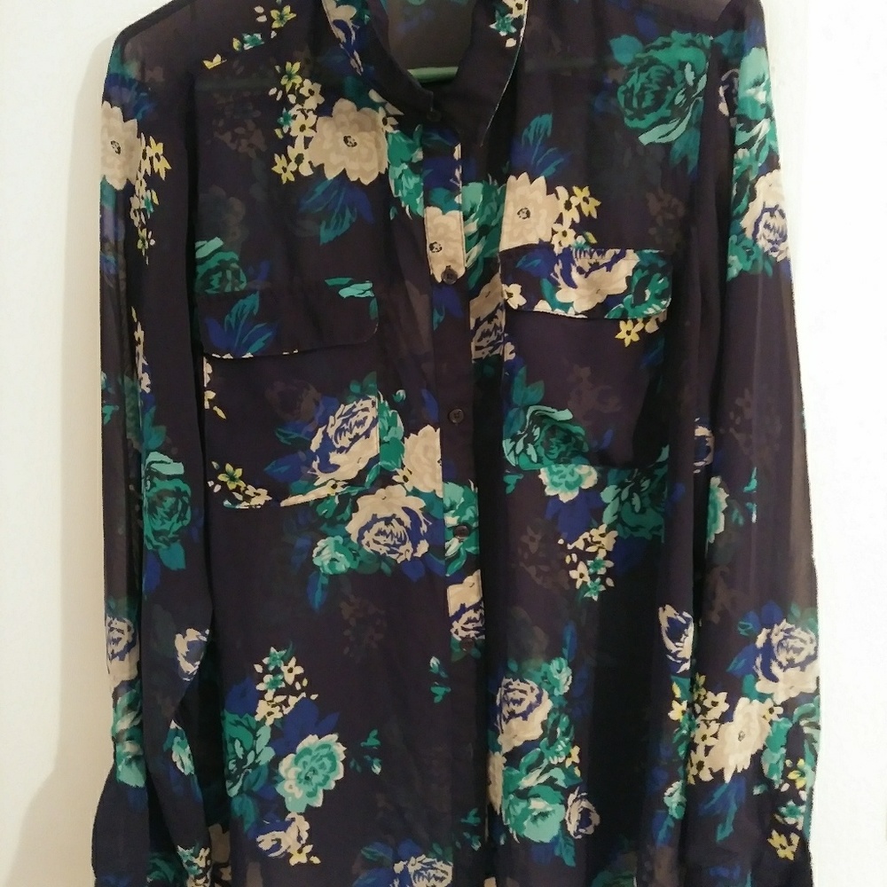 XL Old navy transparent floral shirt